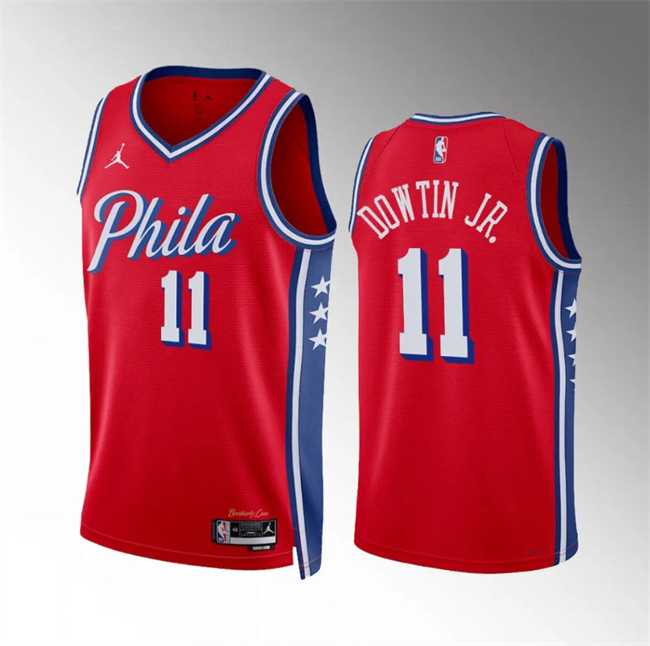 Men's Philadelphia 76ers #11 Jeff Dowtin Jr Red Statement Edition Stitched Jersey Dzhi